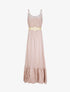 Robe longue à col à détail tulle - Rose - 1
