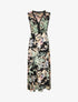 Robe longue en coton imprimé fleurs tropicales - Noir - 4