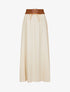 Jupe longue unie à taille haute contrastante - Beige - 6