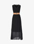Robe longue empire unie en plumetis - Noir - 4