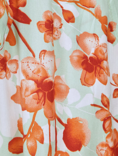 Short fluide motifs pétales de roses - Vert amande - 4