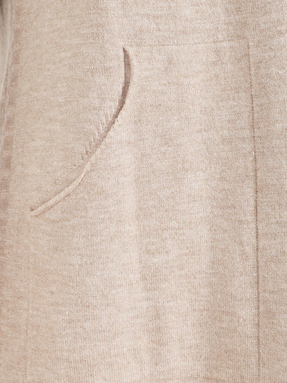 Gilet mi-long à manches longues - Beige - 3