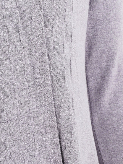 Gilet mi-long à col châle damier - Gris clair - 3