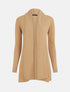 Gilet mi-long à col châle damier - Beige - 1
