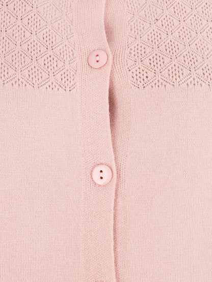 Gilet uni à manches longues - Rose poudré - 3