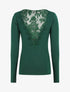 Pull fin à dos en dentelle - Vert émeraude - 1