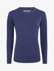 Pull à col rond et dos en dentelle - Bleu - 1