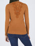 Pull à col rond et dos en dentelle - Camel - 1