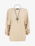 Pull ample à poignets boutonnés - Beige - 5