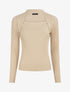 Pull côtelé col carré - Beige - 1
