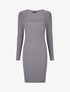 Robe mi-longue côtelée à décolleté ajouré - Gris - 1