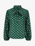 Blouse col lavallière à imprimé rectangles dorés - Vert - 1