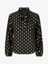 Blouse col lavallière à imprimé rectangles dorés - Noir - 1