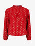 Blouse col montant à imprimé losanges dorés - Rouge - 1