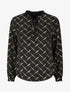 Blouse col V à imprimé dorés - Noir - 5