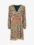 Robe mi-longue à imprimé fleuri et détail irisée - Vert - 1