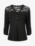 Top uni manches longues et dentelle - Noir - 4