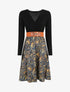 Robe évasée bi-matière imprimé cachemire - Marine - 4