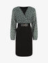 Robe courte col cache-coeur imprimé graphique - Vert - 1