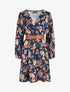Robe satinée à imprimée floral - Marine - 1