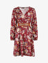 Robe satinée à imprimée floral - Bordeaux - 1