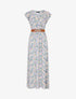 Robe longue imprimé fleuri à manches volantées - Beige - 5