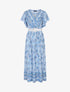 Robe longue élastiquée imprimé floral - Bleu - 1