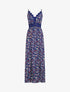 Robe longue à col dentelle et imprimé fleuri - Marine - 1