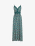 Robe longue à col dentelle et imprimé fleuri - Vert - 1