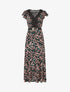 Robe longue élastiquée imprimé fleuri et broderies - Noir - 4