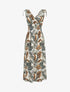 Robe longue élastiquée à imprimé feuilles - Blanc - 1