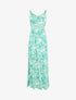 Robe longue imprimé fleurs et dentelle - Vert - 5