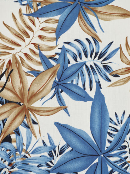 Top imprimé feuillage à col américain - Bleu - 3