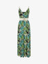Robe longue élastiquée imprimé feuilles - Noir - 1