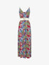 Robe longue élastiquée imprimé feuilles - Bleu - 5