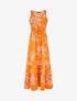 Robe longue droite à imprimé fleurs - Orange - 1