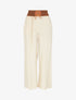 Pantalon uni taille haute style corset - Beige - 5