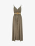 Robe longue unie à bretelles et boutons - Kaki - 1