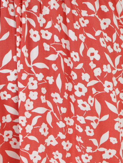 Robe mi-longue fleurie à fines bretelles - Rose - 3