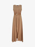 Robe longue unie boutonnée sans manches - Beige - 1