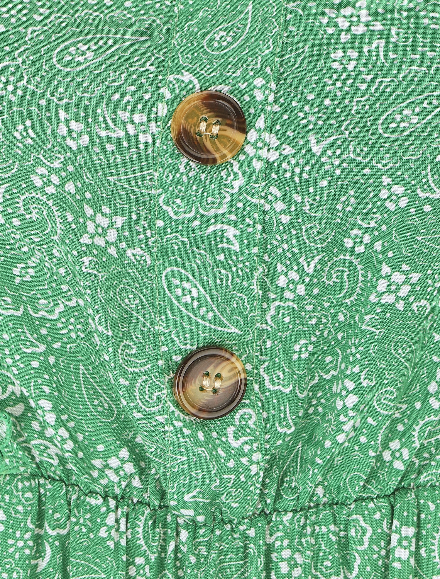 Robe mi-longue volantées imprimé cachemire - Vert - 3