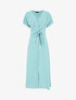 Robe longue unie ceinturée - Turquoise - 1