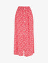 Jupe midi fleurie évasée à boutons - Rouge - 1