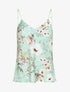 Caraco satiné imprimé fleurs - Vert d&