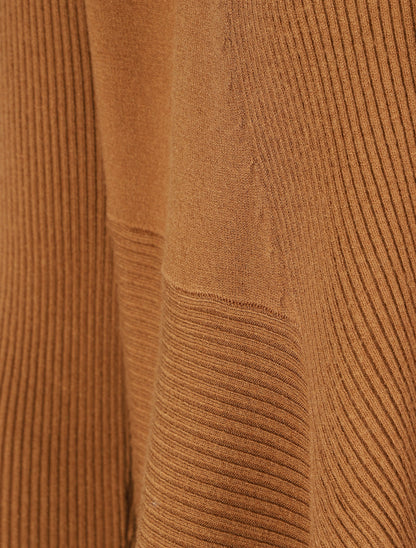 Gilet long uni côtelé - Camel - 3