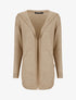 Gilet mi-long à capuche et boutons décoratifs - Beige - 4