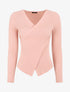 Pull côtelé moulant col cache-coeur - Rose - 6