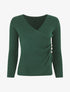 Pull côtelé col cache-coeur et boutons - Vert foncé - 6