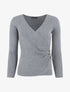 Pull côtelé col cache-coeur et boutons - Gris - 1