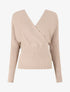Pull côtelé ajusté col cache-coeur - Beige - 1